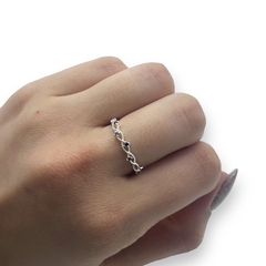 0434 Anillo Trenzado con Piedras Multicolor Acero Blanco en internet