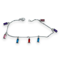 8841 Pulsera Piedras Multicolor Acero Blanco - comprar online