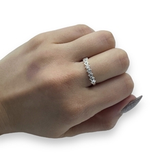 0440 Anillo Estrellas Piedras Blancas Acero Blanco - comprar online