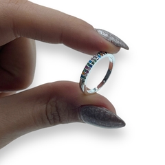 0441 Anillo Cubics Multicolor Acero Blanco - comprar online