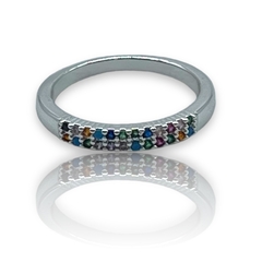 0441 Anillo Cubics Multicolor Acero Blanco en internet