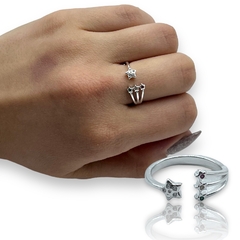 0438 Anillo Estrellas Acero Blanco