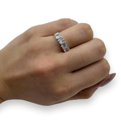 0446 Anillo Piedras Blancas Acero Blanco - comprar online