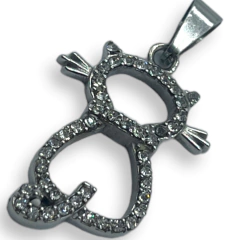 CAR-319 Dije Gatito con Cubics Acero Quirúrgico - comprar online