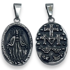 CAR-184 Dije Religioso Virgen Maria Reversible Acero Quirúrgico Dorado