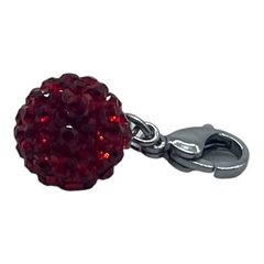 CAR-209-R Dije Bola de Fuego Rojo (13 mm) con mosquetón Acero Quirúrgico