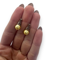 CAR-396 Aros Lady DI Perla Ambar (8 mm) Acero Quirúrgico Rose - comprar online