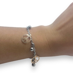 CAR-469-DO Pulsera con Dijes Símbolo Paz Acero Quirúrgico Rose - comprar online
