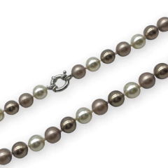 SW 155-50 CO Collar Edición Limitada Perlas Beige (50 cm) Plata Italiana en internet