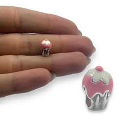 2.2 gr Dije Para Charm Pastelito Rosa Plata Italiana