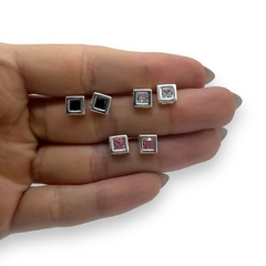 SIN-34 Aros Cuadrados / Variedad de Colores - Últimas Unidades Plata Italiana