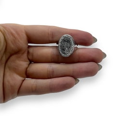 Imagen de CAR 583 Anillo Medalla Milagrosa con cubics Acero Quirúrgico