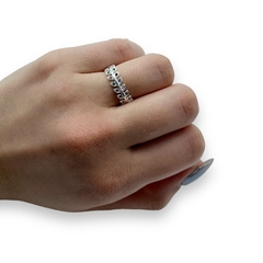 0445 Anillo Premium Hojas Multicolor Acero Blanco en internet