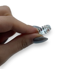 0445 Anillo Premium Hojas Multicolor Acero Blanco - Stal Joyas