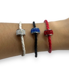 TINI-61 Pulsera Cuero con Dije Cubics / Variedad de Colores Acero Quirúrgico
