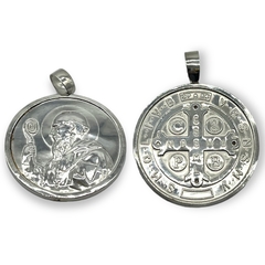 DI-RU 285 PLUS Dije Medalla Reversible San Benito (60 mm) Plata 925