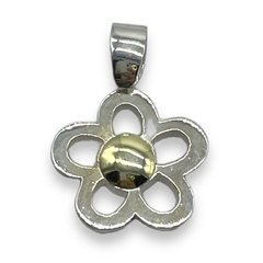 DI-RU 385 Dije Flor (18 mm) Plata y Oro