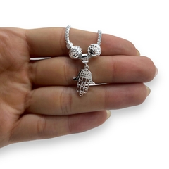 6.3 gr Pulsera Mano de Fatima con Cubics Blancos Plata Italiana en internet