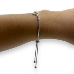 6 gr Pulsera Corazon con Cubics - Regulable Plata Italiana - Stal Joyas