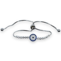 8 gr Pulsera Premium Ojo Turco con Cubics - Regulable Plata Italiana - comprar online