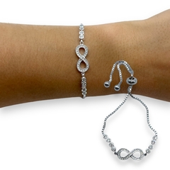 6.7 gr Pulsera Infinito con Cubics Regulable - Últimas Unidades Plata Italiana