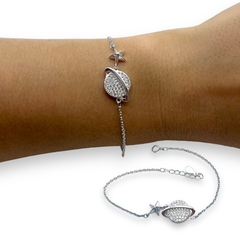 4.8 gr Pulsera Planeta con Estrella Plata Italiana