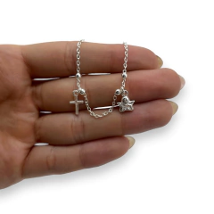 3.2 gr Pulsera con Dijes Cruz y Angel Plata Italiana - tienda online