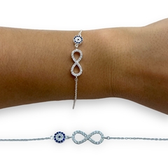 4 gr Pulsera Infinito con Cubics y Ojo Plata Italiana