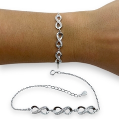 4.4 gr Pulsera Tres Infinitos con Cubics Plata Italiana - Stal Joyas