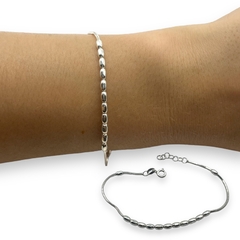 3.5 gr Pulsera Bolitas Ovaladas (4mm) - Últimas Unidades Plata Italiana