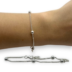 3.1 gr Pulsera Bolitas (6mm) Plata Italiana