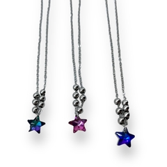 4268 Conjunto Dije Estrella + Cadena - Variedad de Colores Acero Quirúrgico