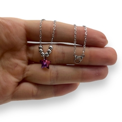 4268 Conjunto Dije Estrella + Cadena - Variedad de Colores Acero Quirúrgico - tienda online