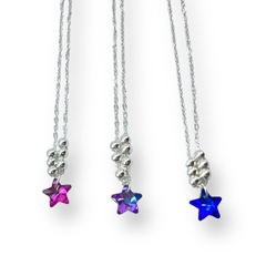 4267 Conjunto Dije Estrella + Cadena - Variedad de Colores Acero Blanco