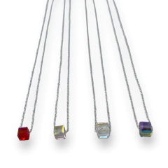4263 Conjunto Dije Cubo + Cadena - Variedad de Colores Acero Blanco