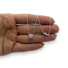 Imagen de 4263 Conjunto Dije Cubo + Cadena - Variedad de Colores Acero Blanco