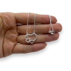 4265-1 Conjunto Corazón con Cubics Acero Blanco - comprar online