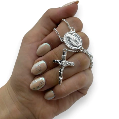 4192 Rosario con Bolitas 60 cm Acero Blanco - comprar online