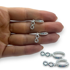 3610-4 Aros Argollas con Dije Infinito Acero Blanco
