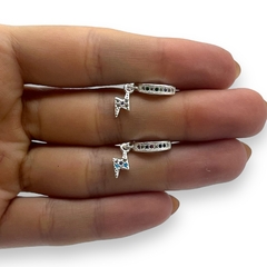 3610-2 Aros Argollas con Dije Rayo Acero Blanco - comprar online