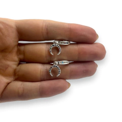 3610-5 Aros Argollas con Dije Media Luna Acero Blanco - comprar online