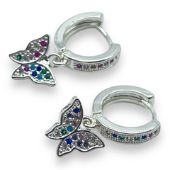 3610-3 Aros Argollas con Dije Mariposa Acero Blanco - comprar online