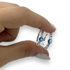 0449-0450 Anillo Ojo Turco - Variedad de Colores Acero Blanco en internet