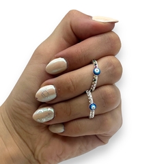 0449-0450 Anillo Ojo Turco - Variedad de Colores Acero Blanco - Stal Joyas