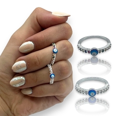 0449-0450 Anillo Ojo Turco - Variedad de Colores Acero Blanco