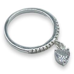 0448 Anillo Colgante Corazon - Ideal Compromiso Acero Blanco en internet