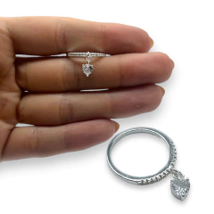 0448 Anillo Colgante Corazon - Ideal Compromiso Acero Blanco - Stal Joyas