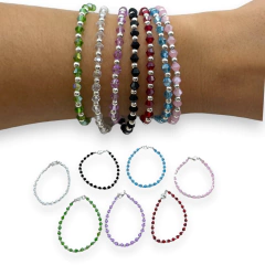 VOL-100-1 Pulseras Cristal de Roca - Variedad de Colores Acero Blanco