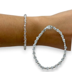 VOL-100-1 Pulseras Cristal de Roca - Variedad de Colores Acero Blanco - tienda online