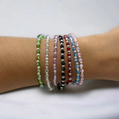 VOL-100-1 Pulseras Cristal de Roca - Variedad de Colores Acero Blanco - comprar online